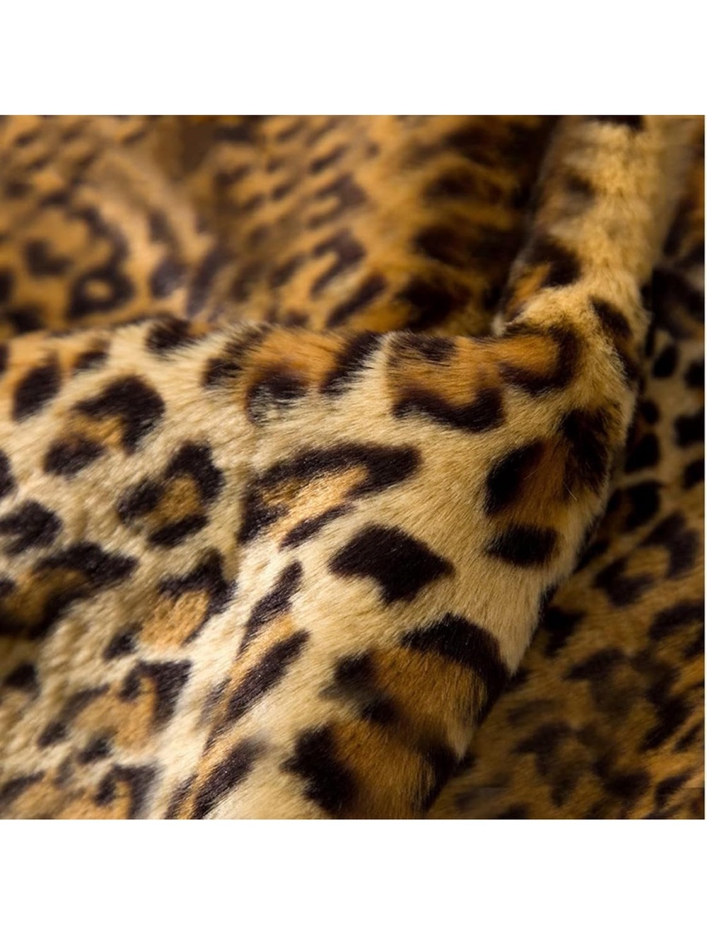 Leopard Print Faux Fur Coat - Women's Animal Print Jacket - Picture 3 of 7